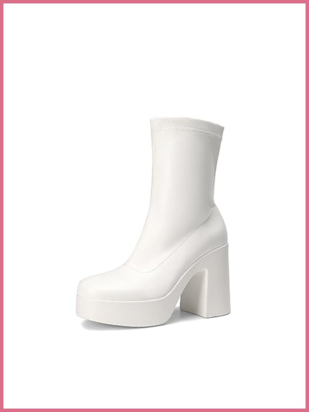 Women's Platform Gogo Ankle Boots Square Toe Block Heel PU Zip Booties